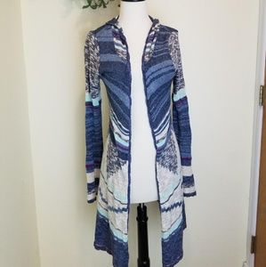 Multicolored Sweater Hooded Cardigan